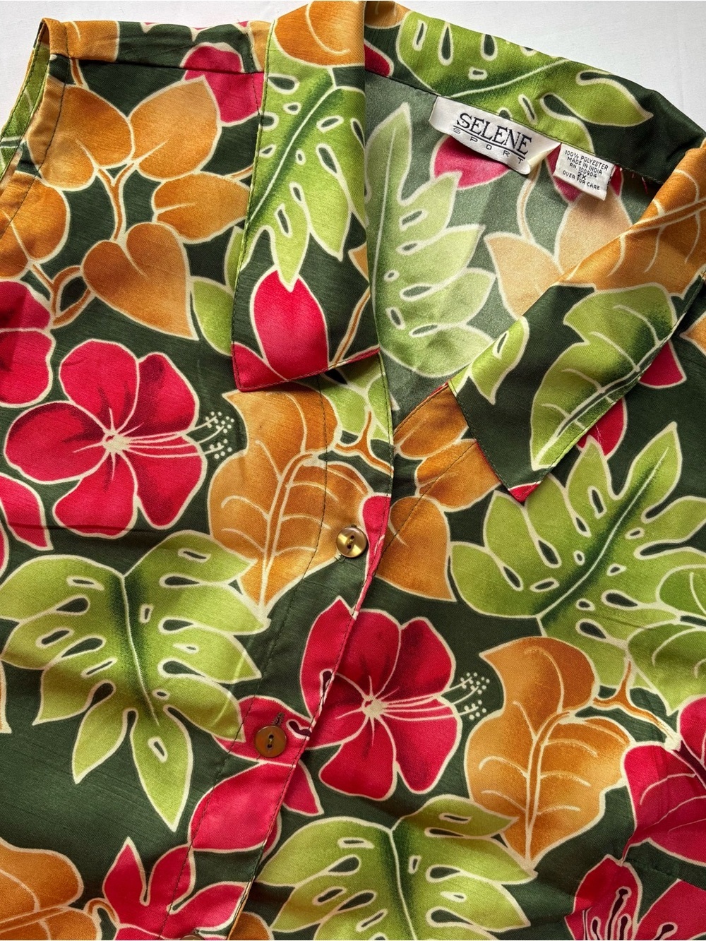 Vintage Selene Sport Tropical Sleeveless Blouse Size 2X